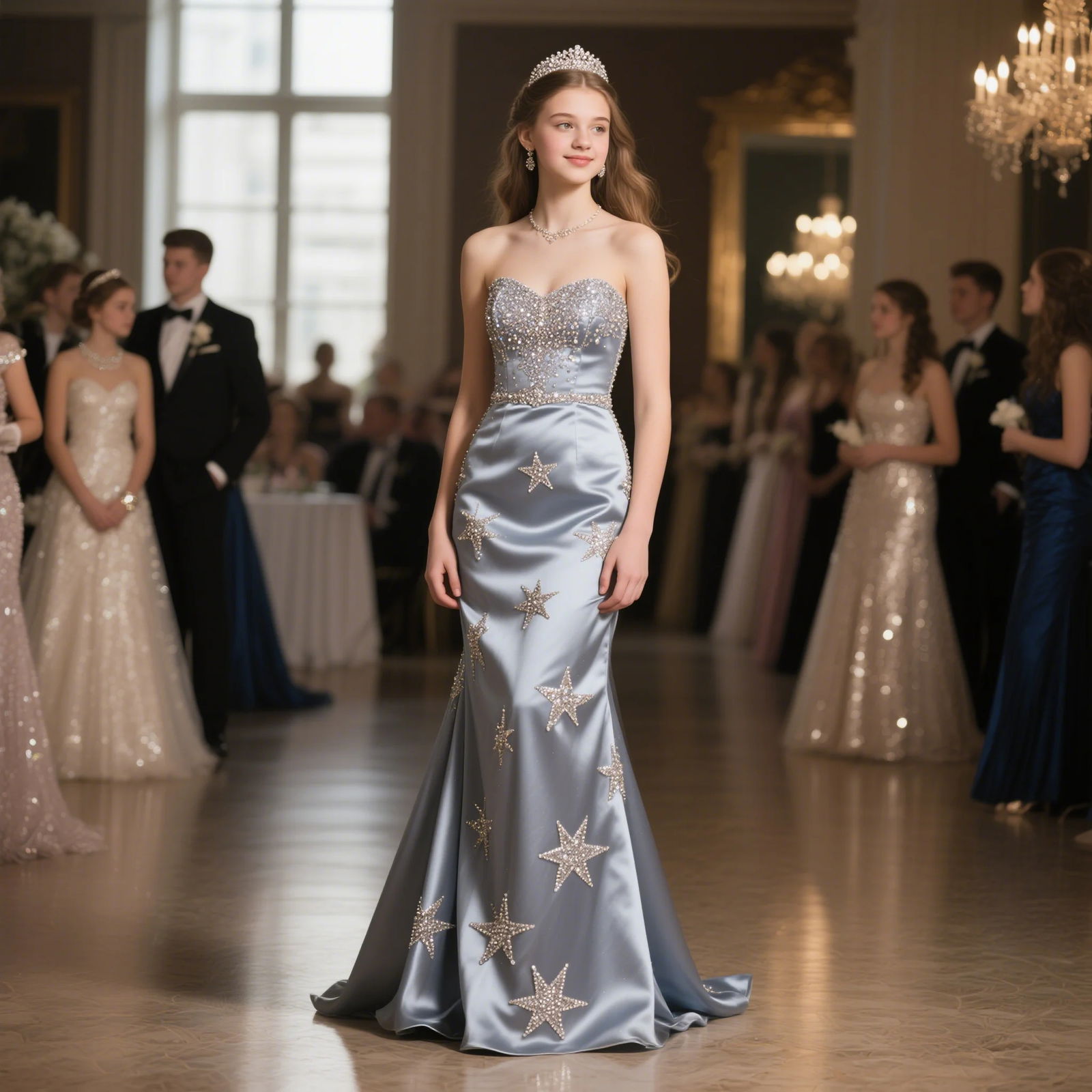Léna portant sa robe au bal