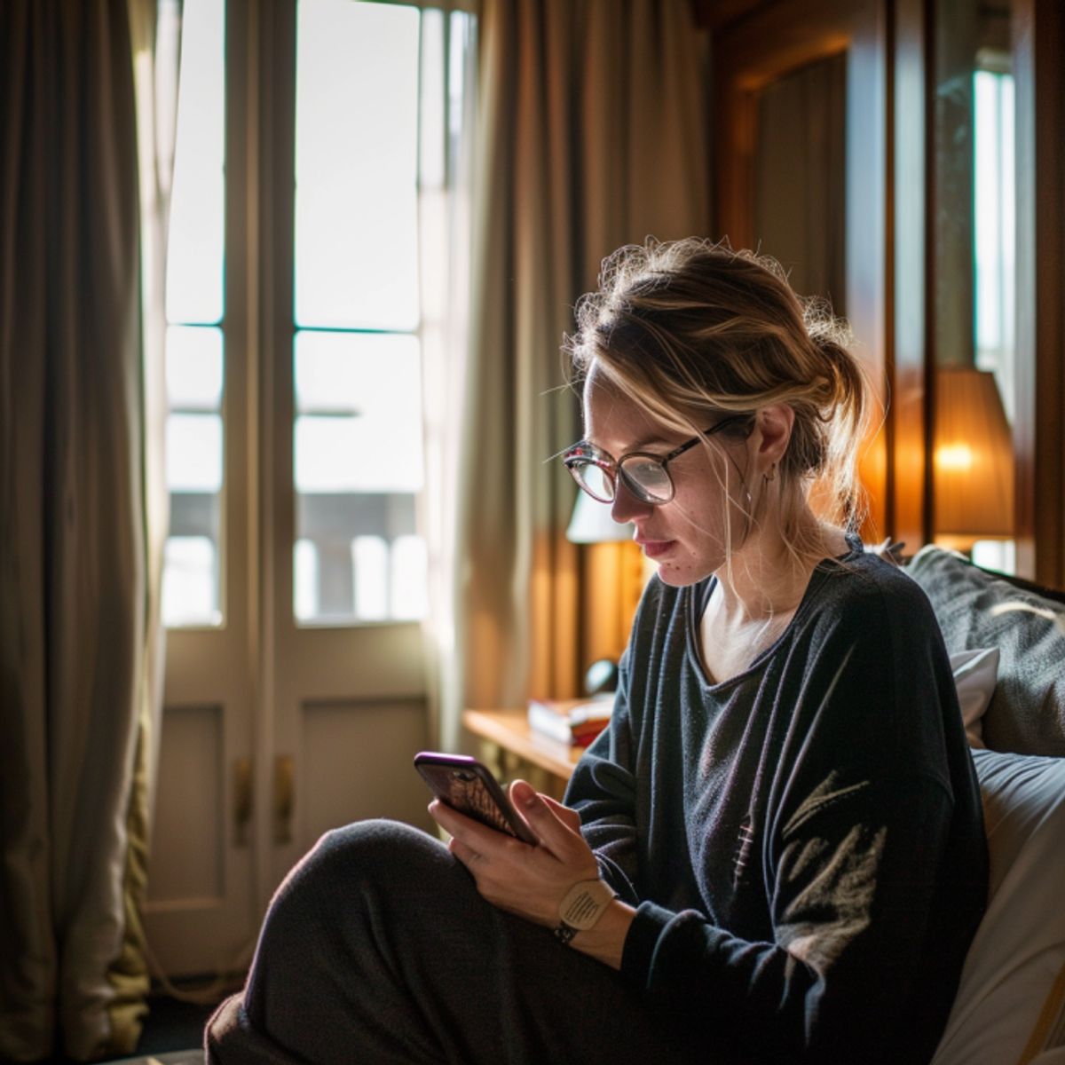 Femme postant des photos sur les réseaux