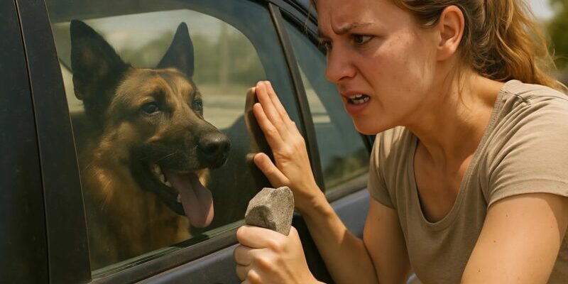 Chien en détresse dans une voiture surchauffée