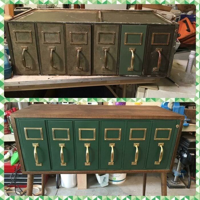 Meuble industriel tendance rénové à partir d'un meuble militaire recyclé