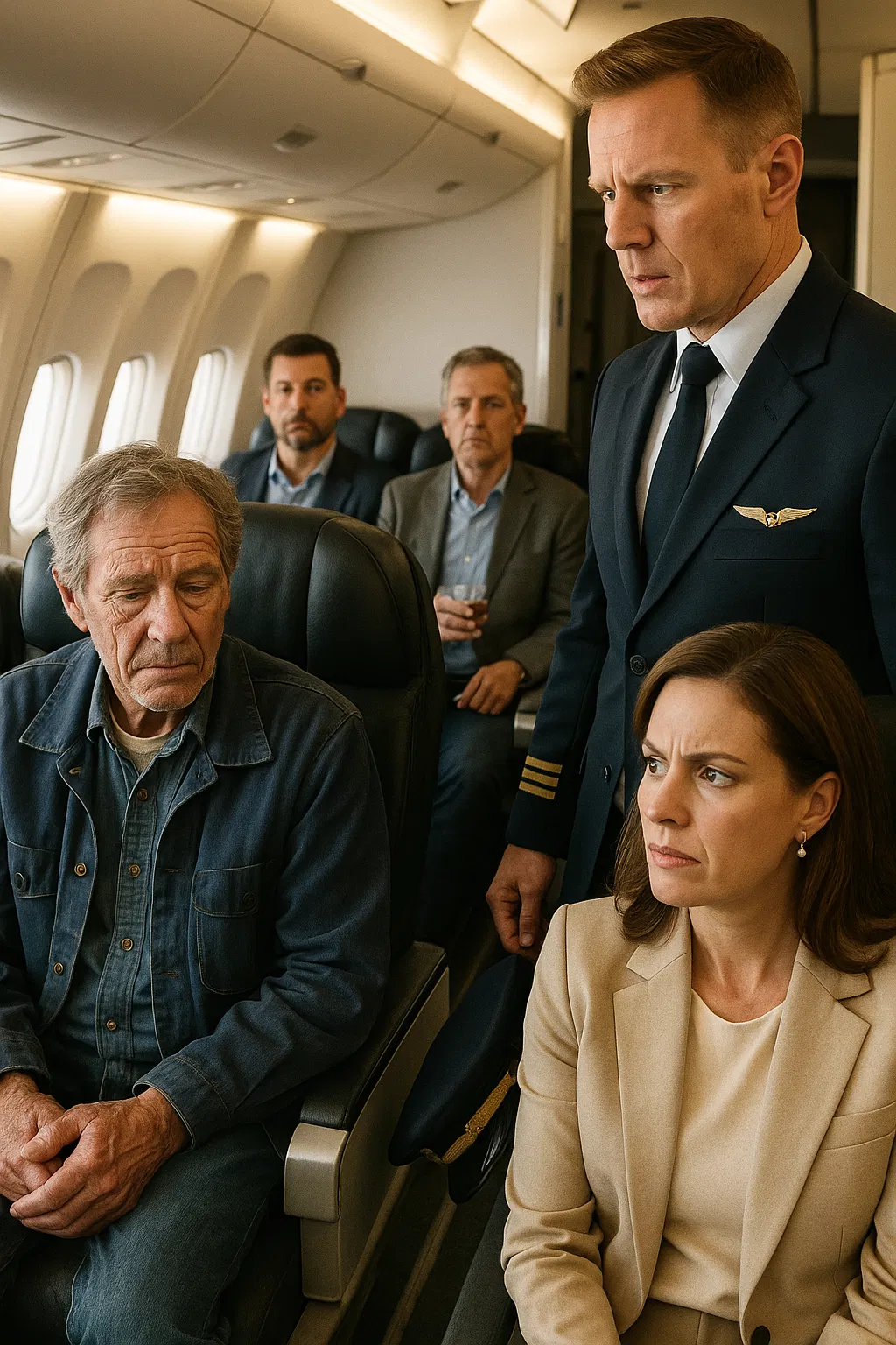 Commandant de bord en uniforme dans un avion