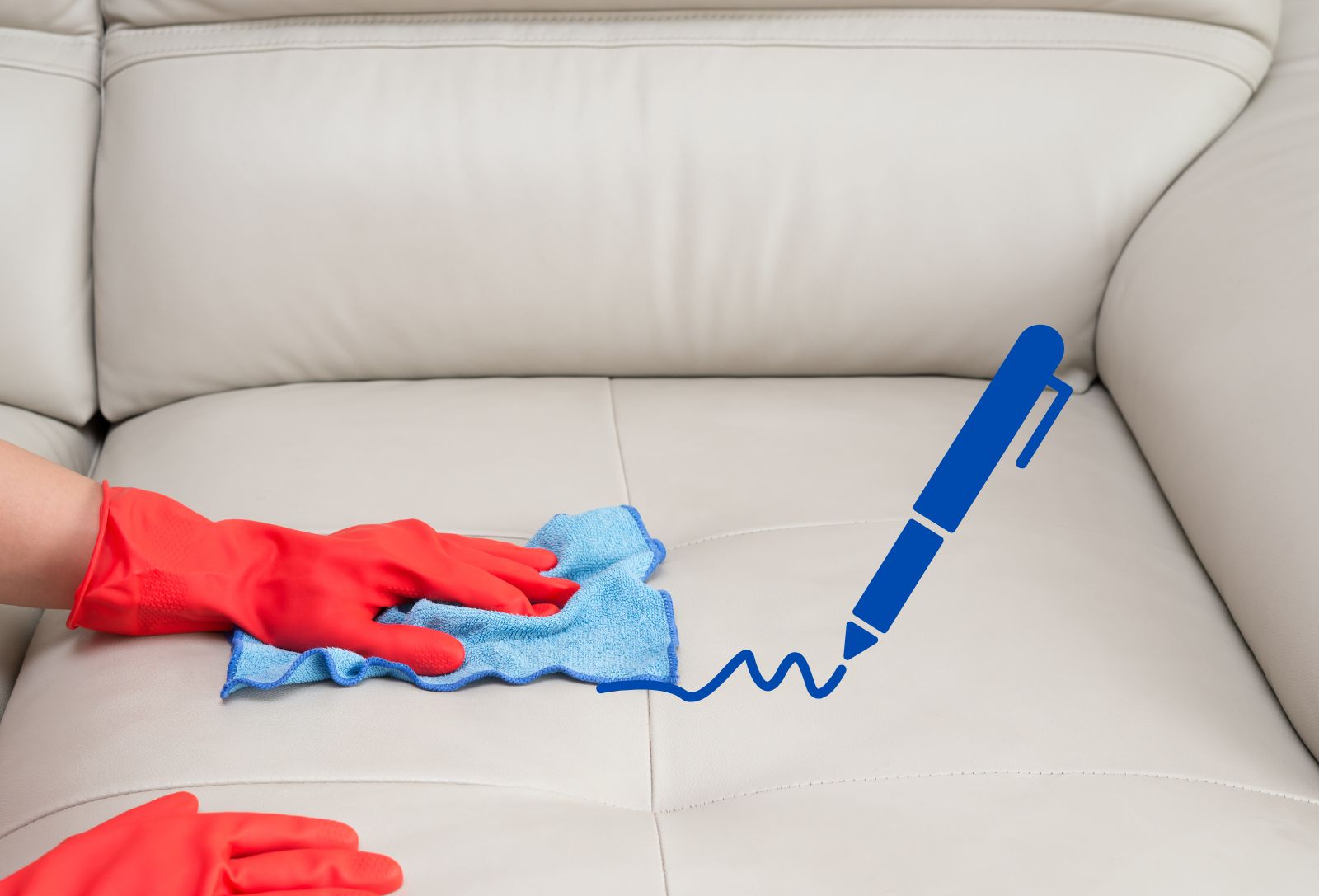 Détail d'une trace de stylo bleu sur une surface claire