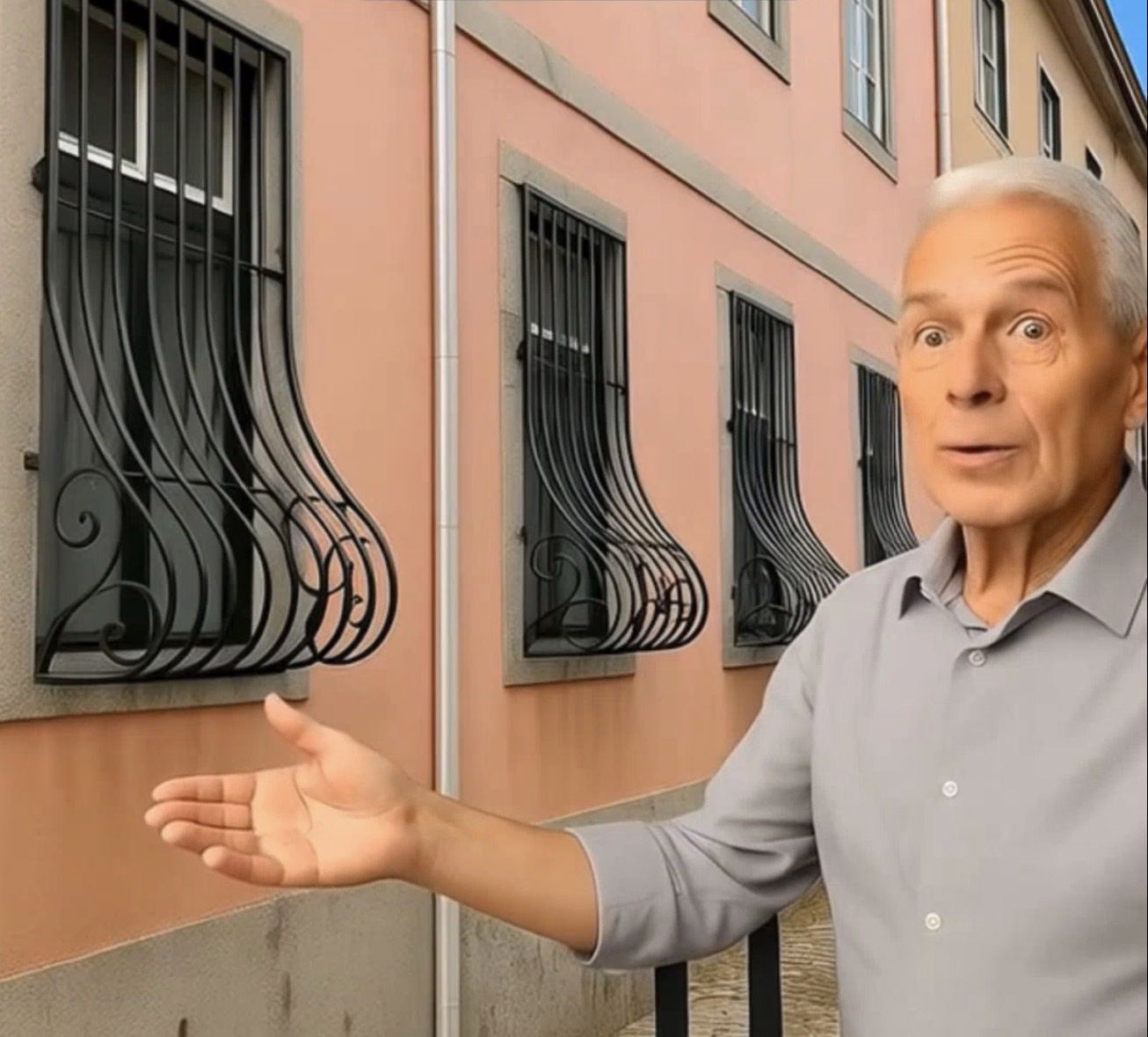 Grille de fenêtre bombée vue de près