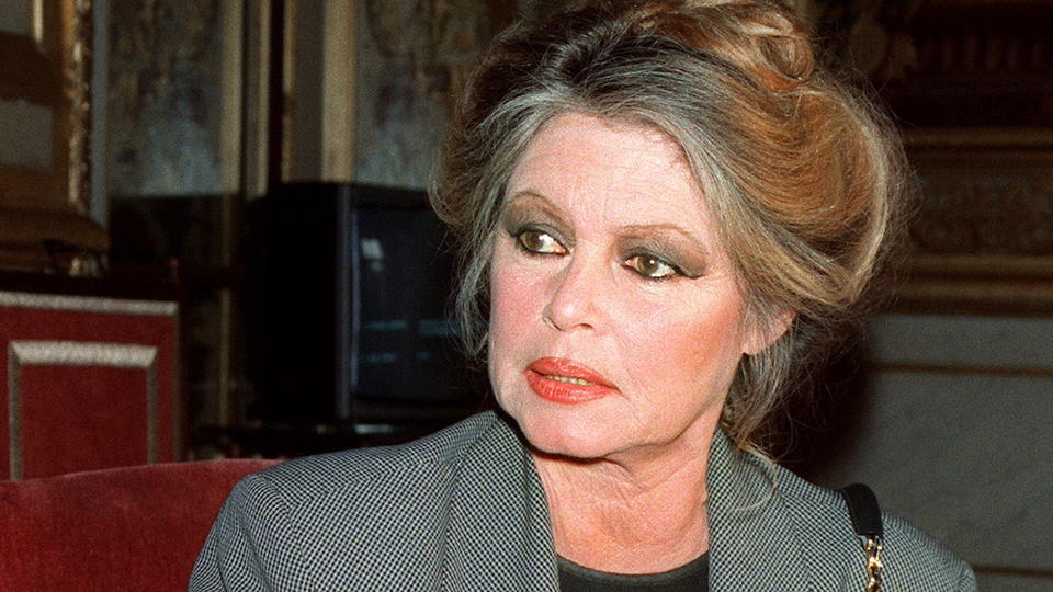 Brigitte Bardot plus âgée, en train de caresser un animal