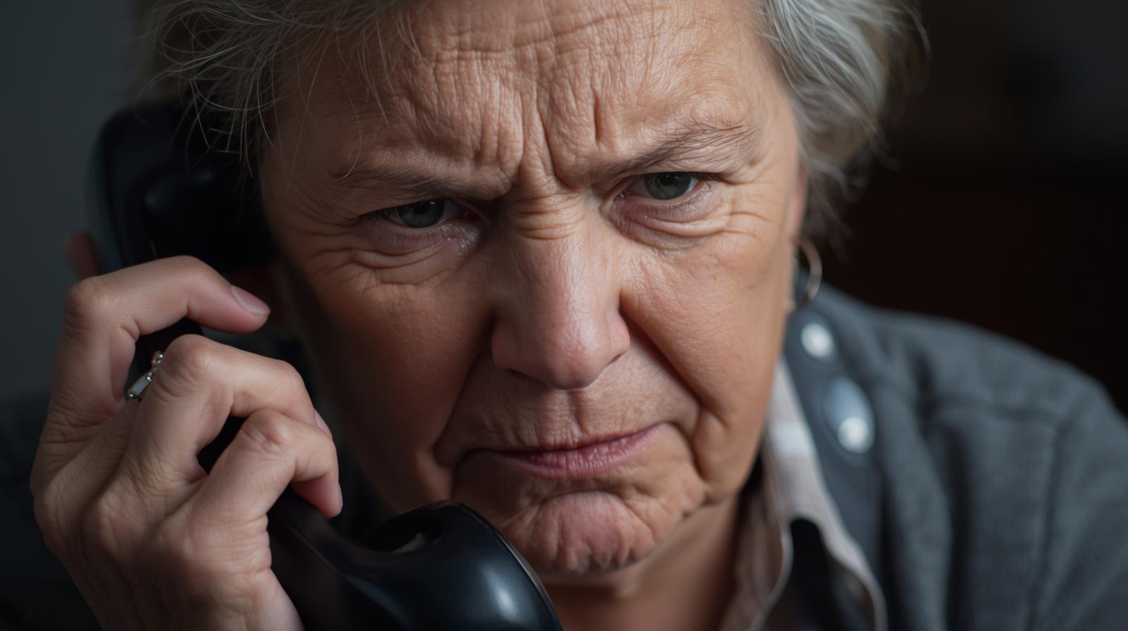 Femme regardant son téléphone avec méfiance