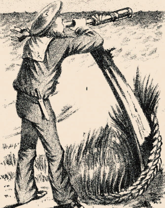 Illustration d'une illusion d'optique montrant un marin avec une longue-vue